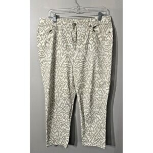 Chico's Platinum Crop Pants‎ Jeasn Womans Size 1  White And Beige Stretch